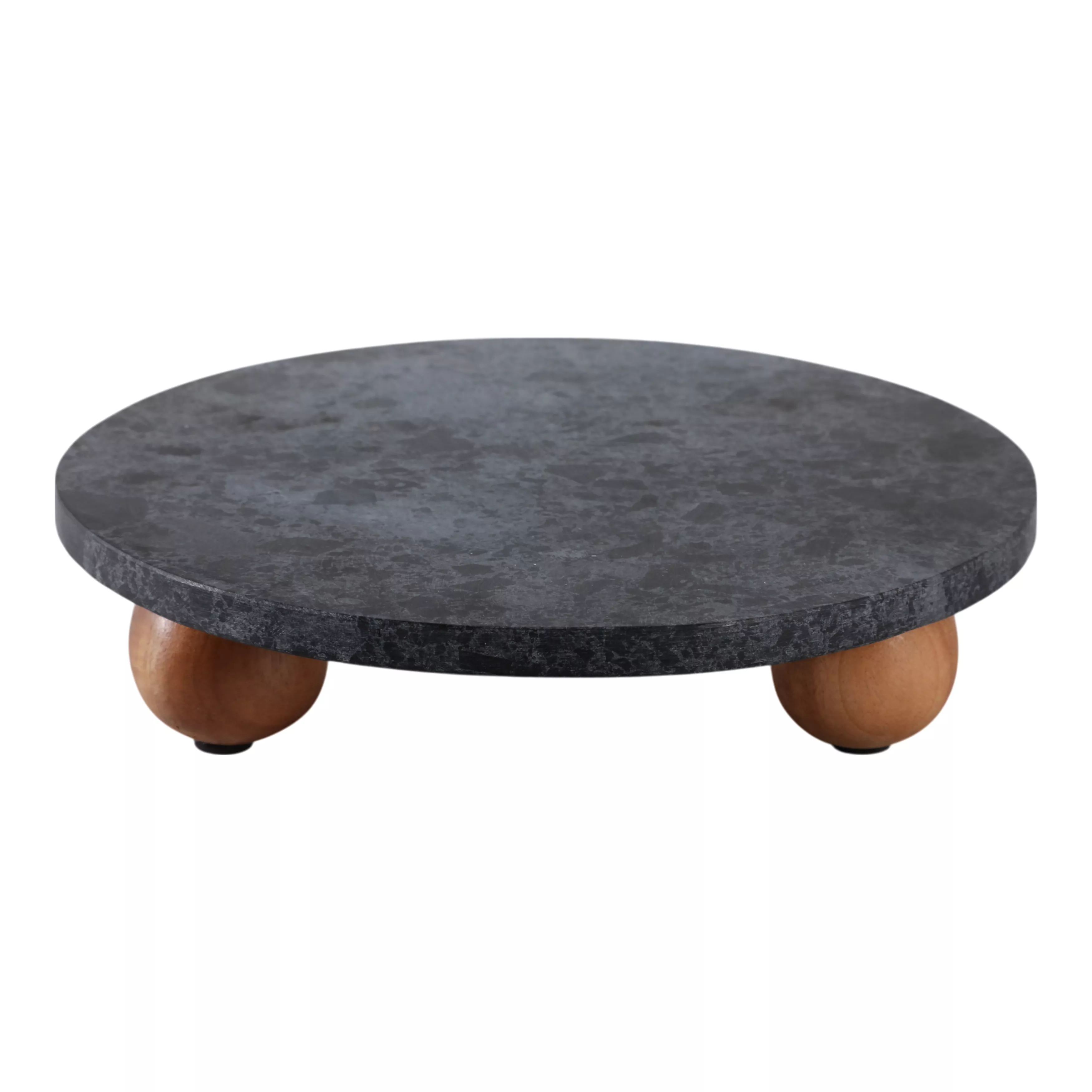 10" Marble Round Tray, Black