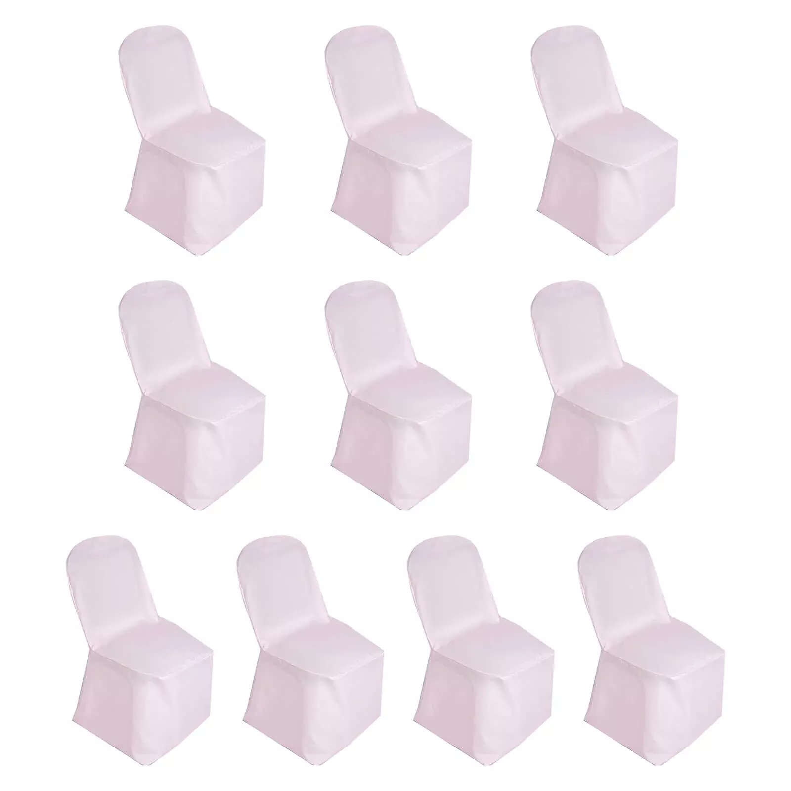 10 Pack Polyester Chair Cover for Banquet Chairs Blush - Stain-Resistant Reusable Slip-On Slipcover