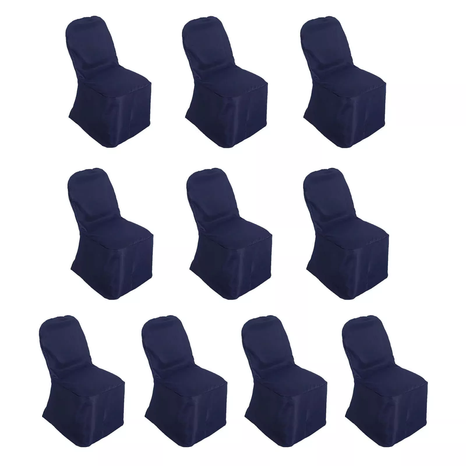 10 Pack Polyester Chair Cover for Banquet Chairs Navy Blue - Stain-Resistant Reusable Slip-On Slipcover