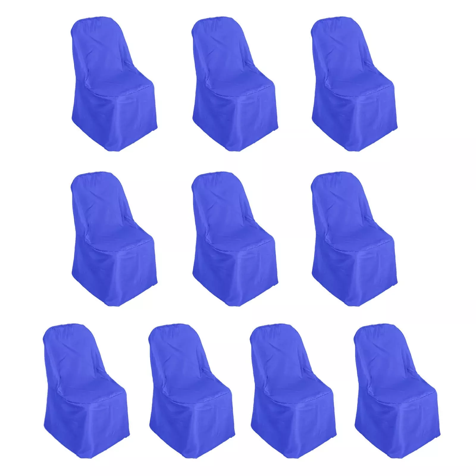 10 Pack Polyester Chair Cover for Banquet Chairs Royal Blue - Stain-Resistant Reusable Slip-On Slipcover