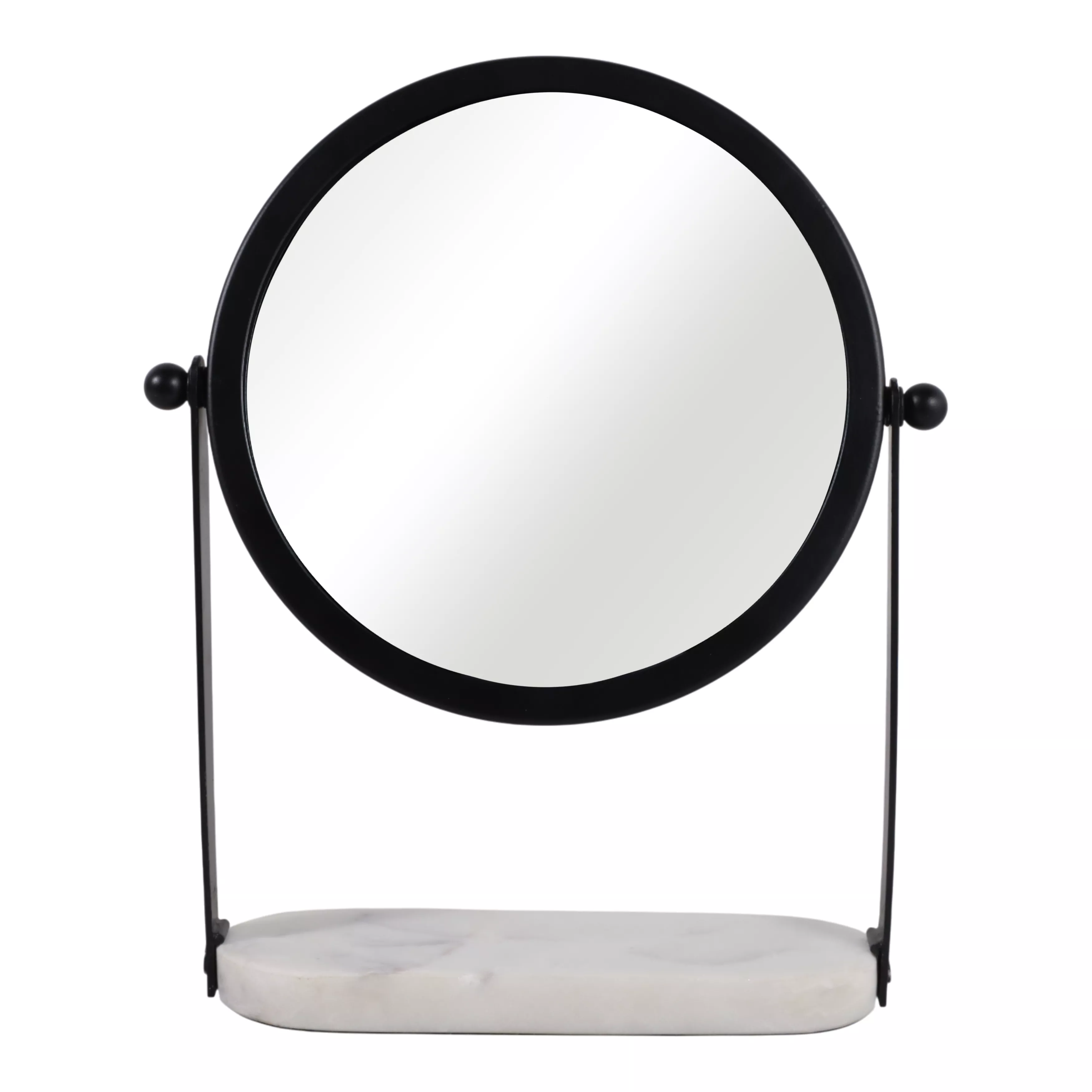 10x7" Table Top Mirror Marble Base, Black/white