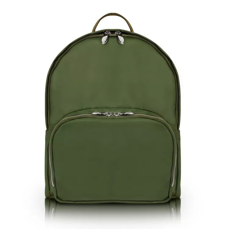 15in Classic U Shape Green Nylon Laptop Backpack