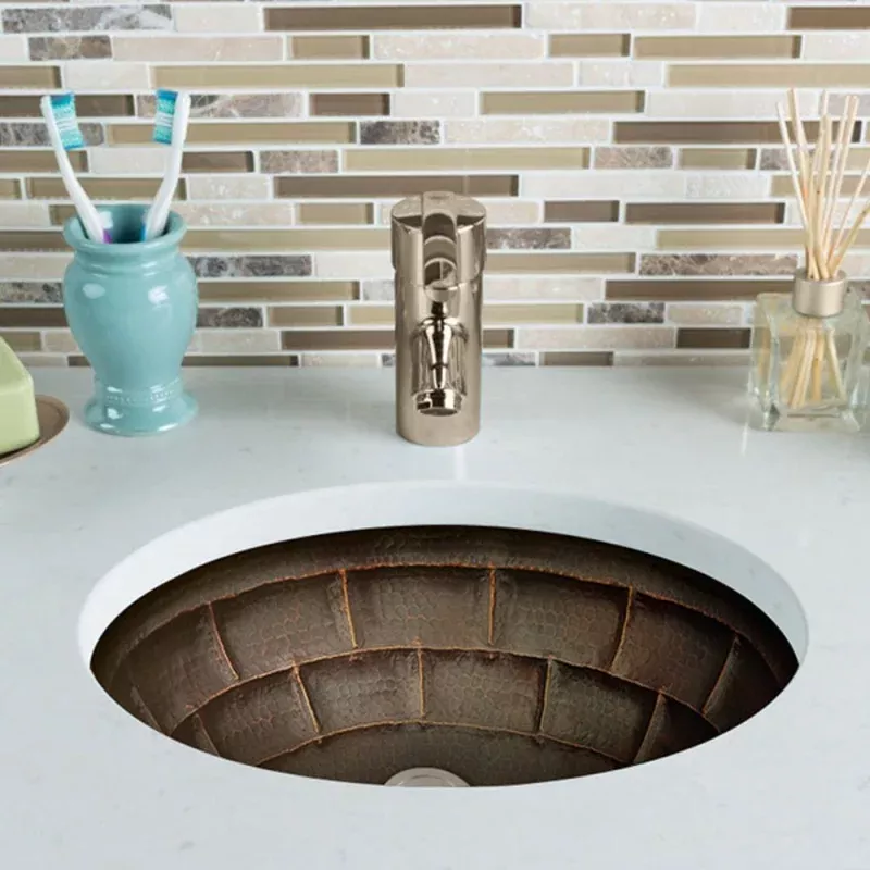 17" Tortuga Hammered Copper Undermount Bath Sink