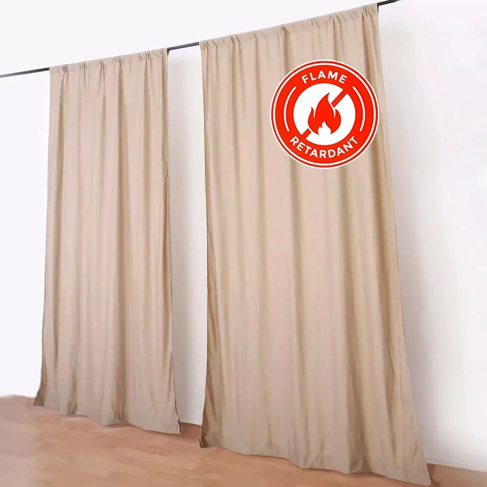 2 Pack 5ftx10ft Nude Scuba Polyester Backdrop Drape Curtains, Durable Flame Resistant Event Divider Panels Wrinkle Free With Rod Pockets