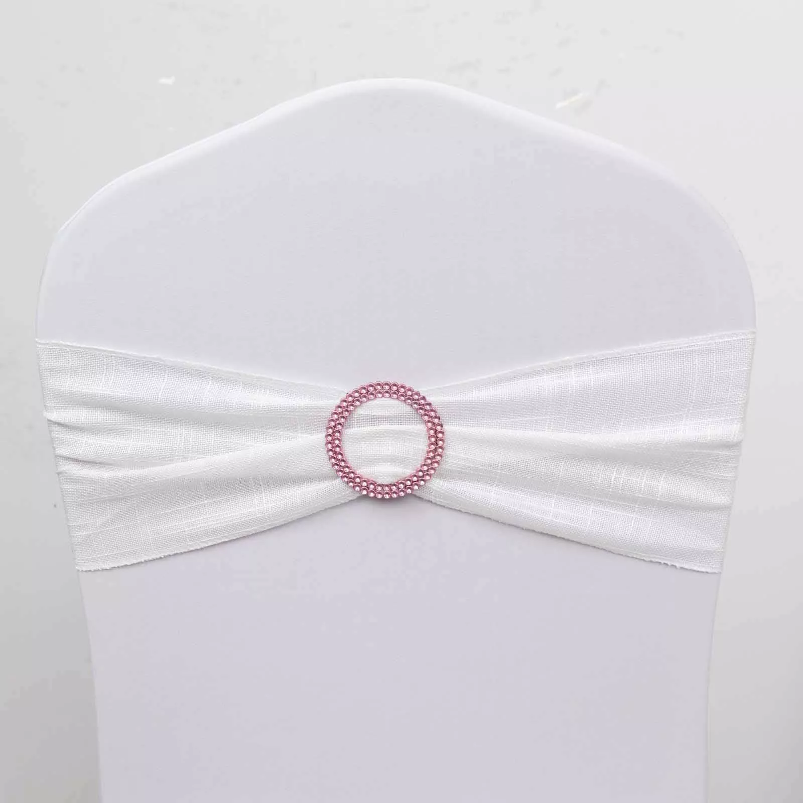 20 Pack Diamond Round Chair Sash Band Buckle Pins Pink - Timeless Rhinestone Napkin Rings 2.5"
