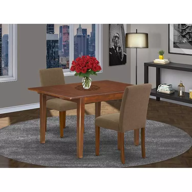 3-Piece Dining Set - Kitchen Table & 2 Linen Chairs