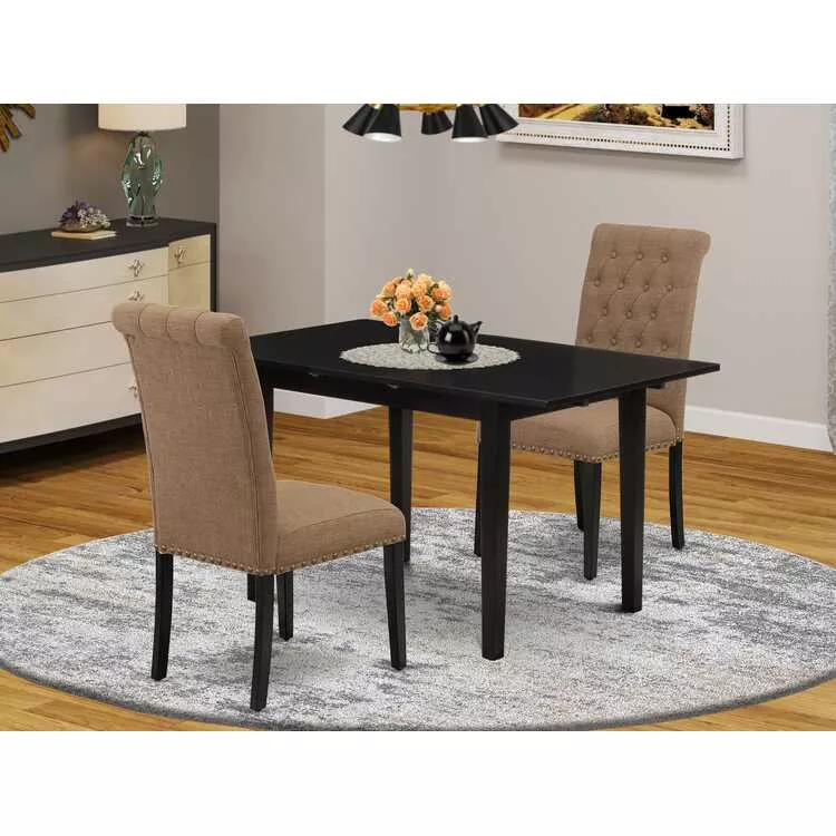 3-Piece Dining Set | Rectangle Table & 2 Linen Chairs