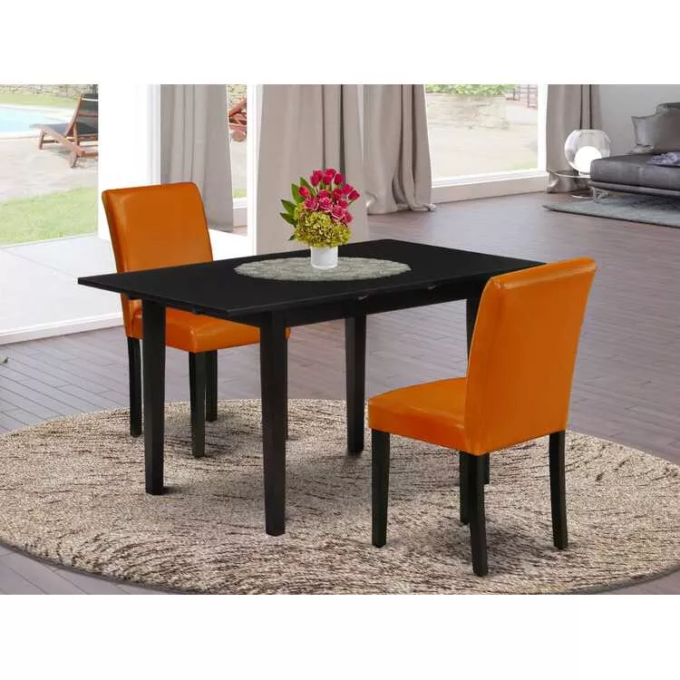 3-Piece Dining Set | Small Kitchen Table with Chairs - Black