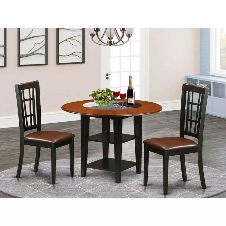 3-Piece Kitchen Table Set with Chairs - Cherry Finish