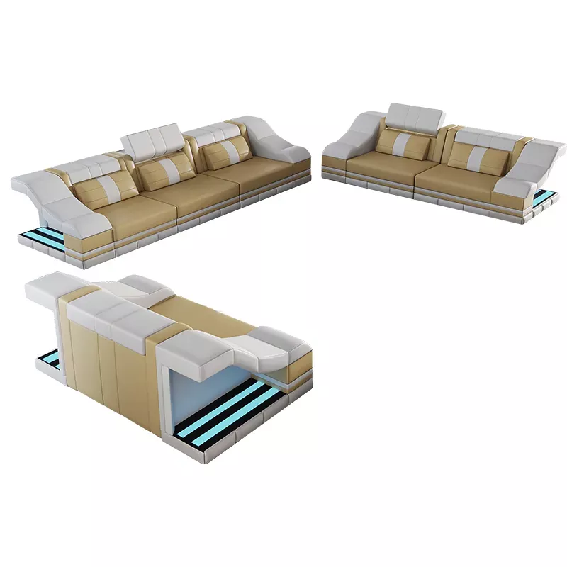 3 Piece LED Leather Sofa Set