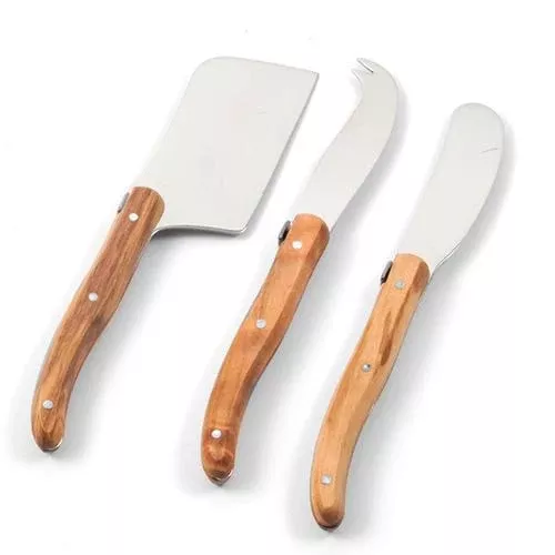 3-Piece Olivewood Cheese Knife Set in Box by Laguiole