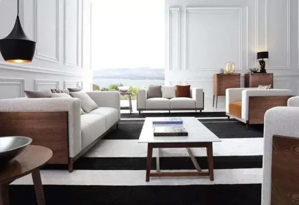 3 Piece Solid Wooden Microfiber Fabric Sofa Set