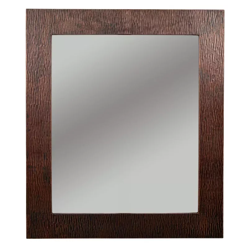 36" Rectangle Mirror with Copper Tree-Bark Frame
