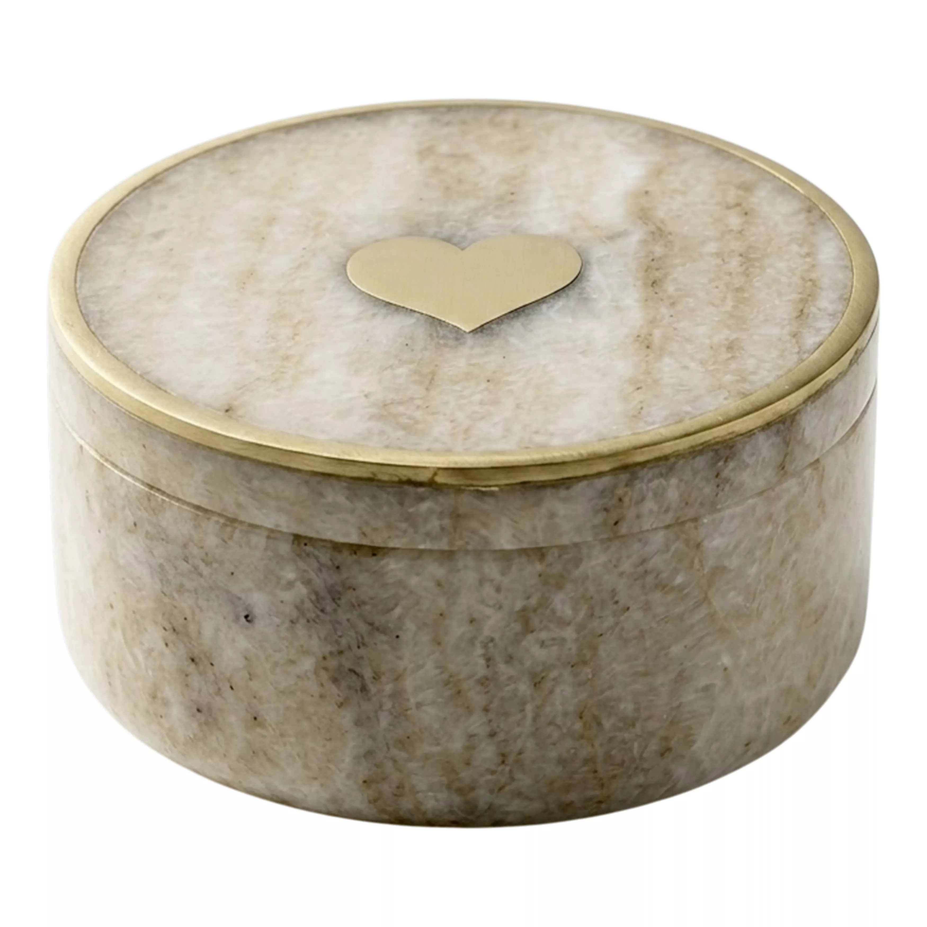 4" Round Box W/Heart Brass