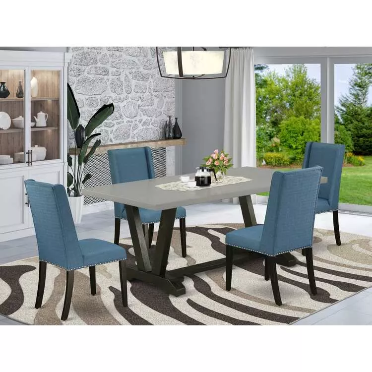 5-Piece Dining Set 4 Chairs & Rectangular Table