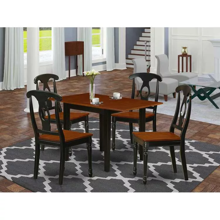 5 Piece Dining Set - Black & Cherry Table & Chairs