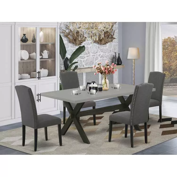 5-Piece Dining Set Parson Chairs Rectangular Table