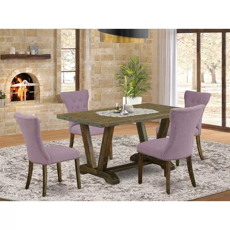 5 Piece Dining Set - Rectangle Table & 4 Parsons Chairs