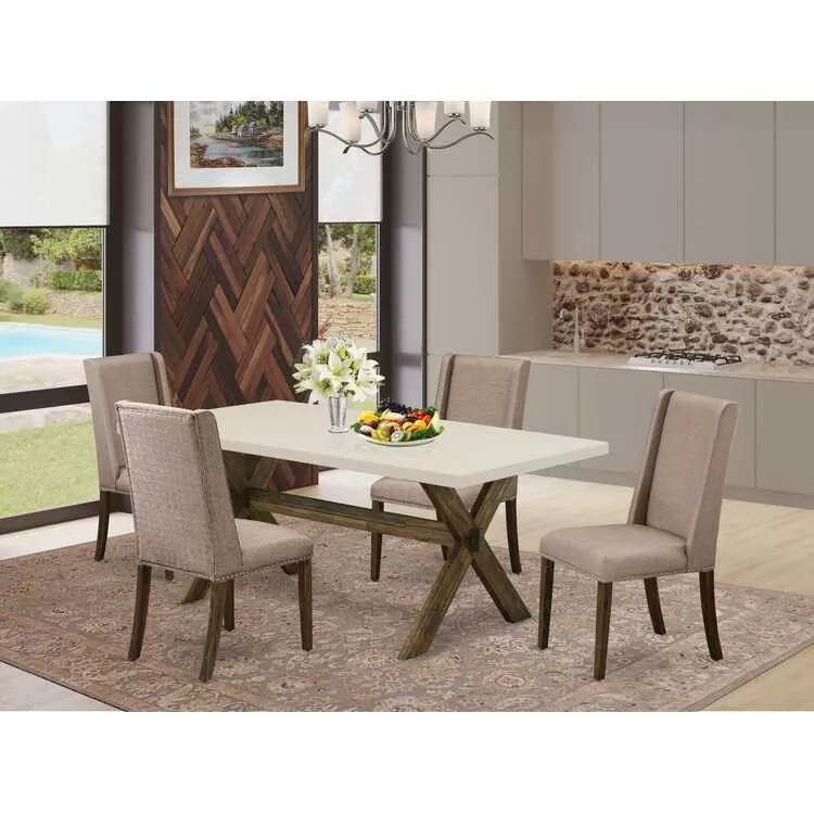 5-Piece Dining Set - Upholstered Chairs & Rectangular Table