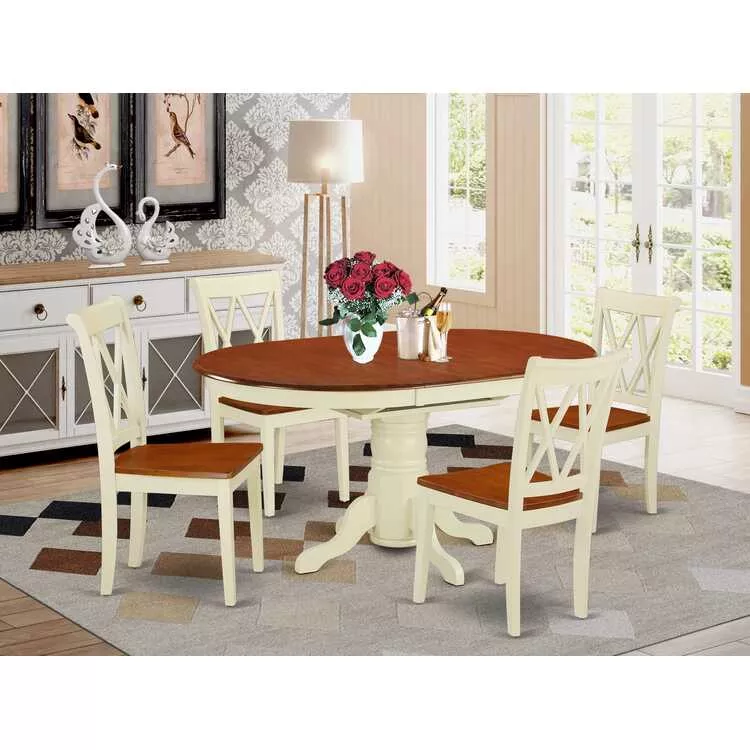 5 Piece Kitchen Table Set - Buttermilk & Cherry Dining Set
