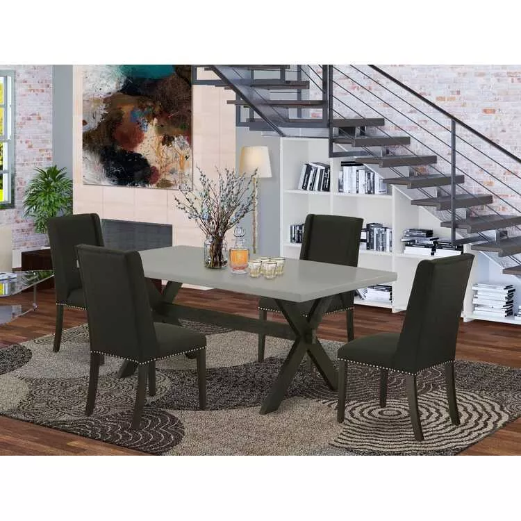 5-Piece Rectangular Dinette Set 4 Dining Chairs Stylish Table