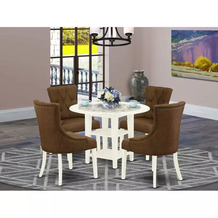 5 Piece Round Dining Set | Kitchen Table & 4 Chairs