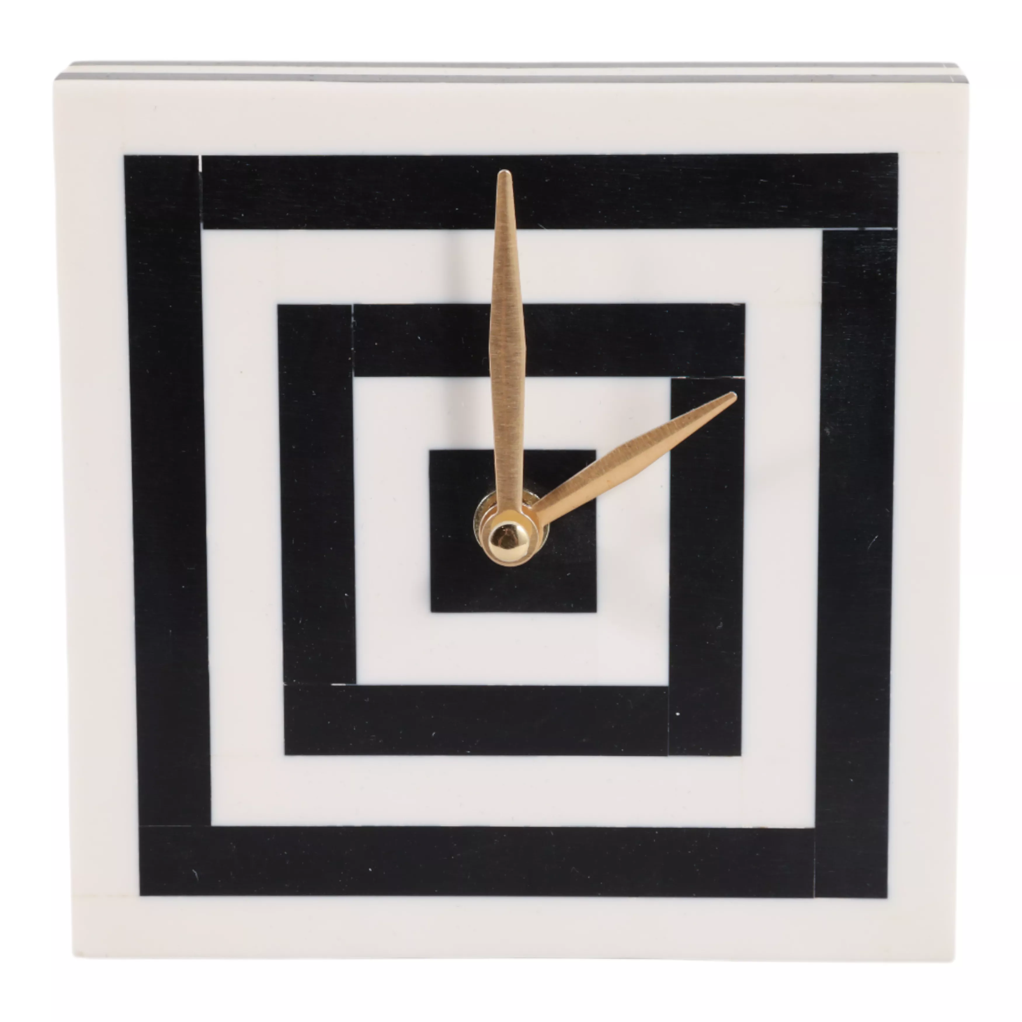 5" Square Resin Clock, White/black