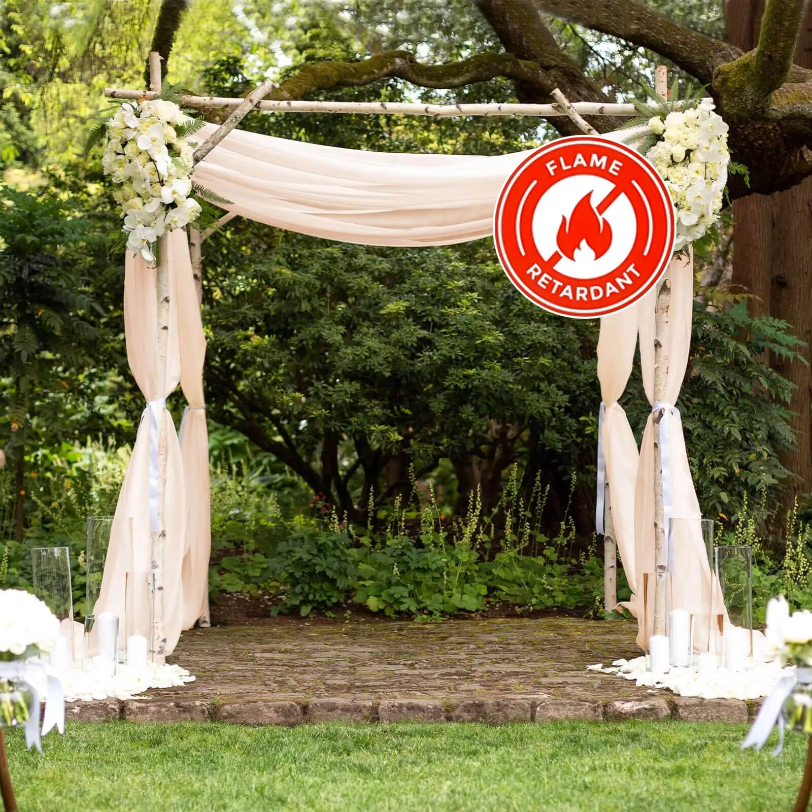 5ftx14ft Nude Chiffon Curtain Panel, Durable Flame Resistant Backdrop Ceiling Drapery With Rod Pocket