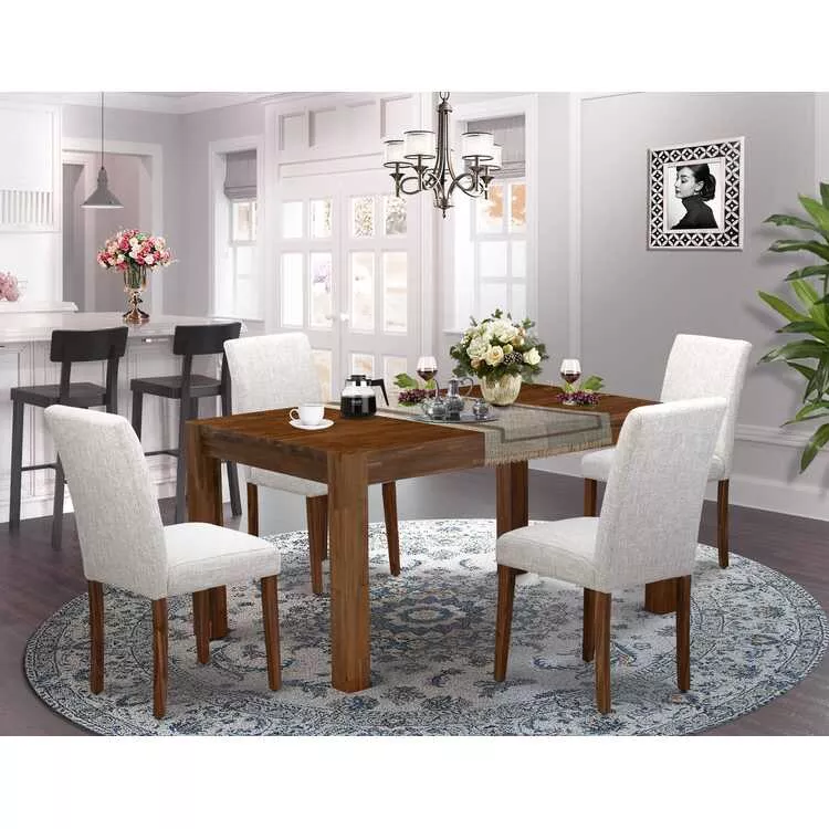 5Pc Kitchen Set with Walnut Finish Table and Doeskin Chairs