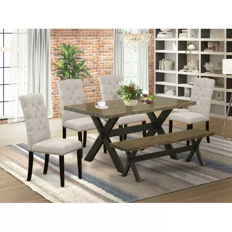 6-Piece Dining Set - Table, Chairs & Bench