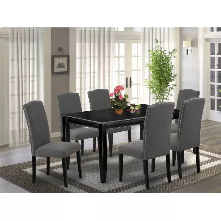 60 Inch Dining Table and Six Parson Chairs Set