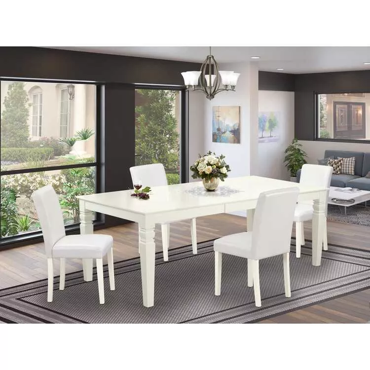 66-84 Inch Rectangular Table Set With Parson Chairs White