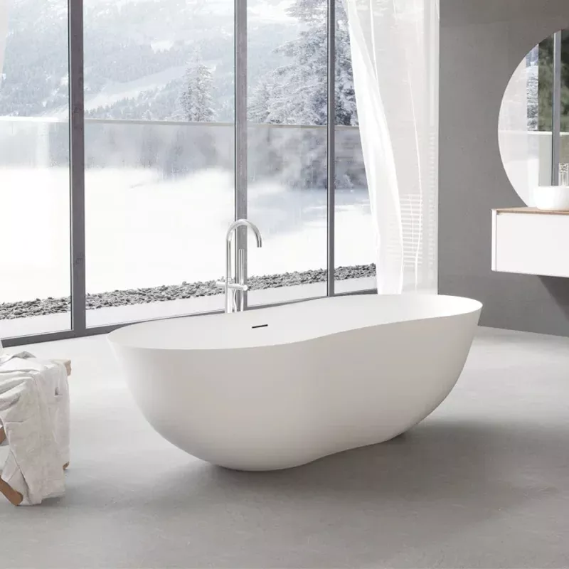 67" Civello Solid Surface Stone Resin Freestanding Bathtub