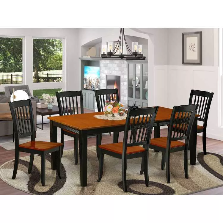7 Piece Dining Set - Black & Cherry Table & Chairs