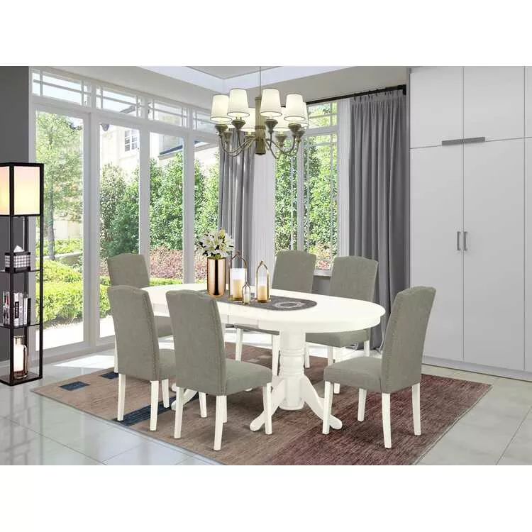 7 Piece Kitchen Table Set with Chairs - Oval Dining Set