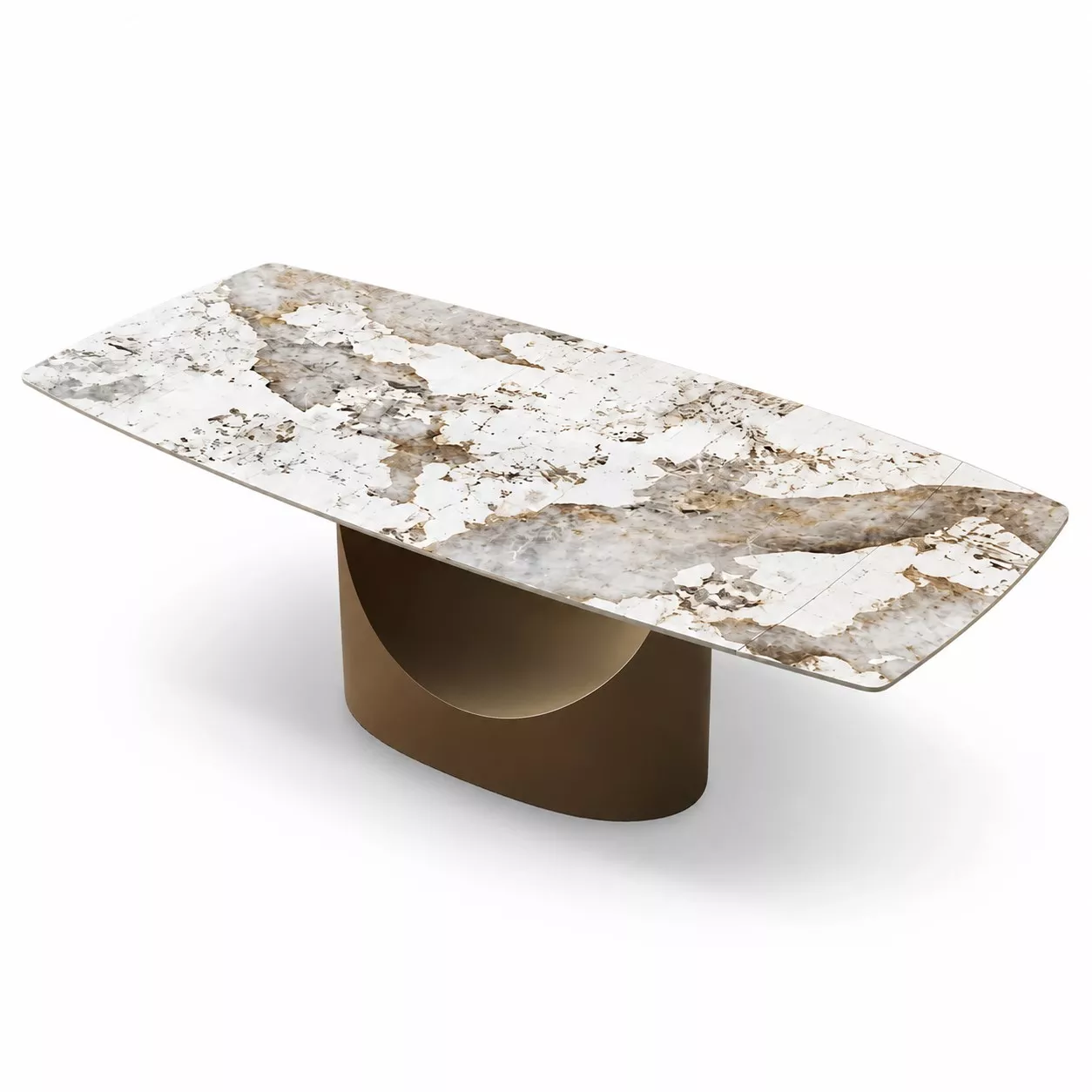 71 Inch U-Base Sintered Stone Extendable Dining Table