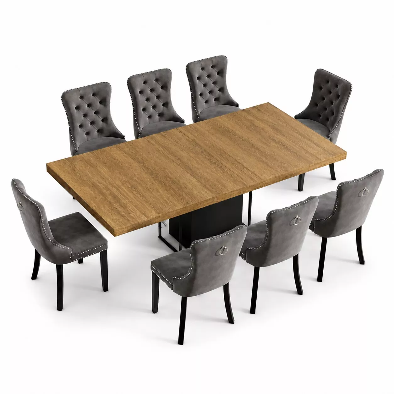9 Pieces Wooden Extendable Dining Table Set