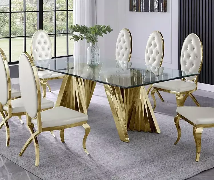 Aesthetic Glass Top Dining Table Set