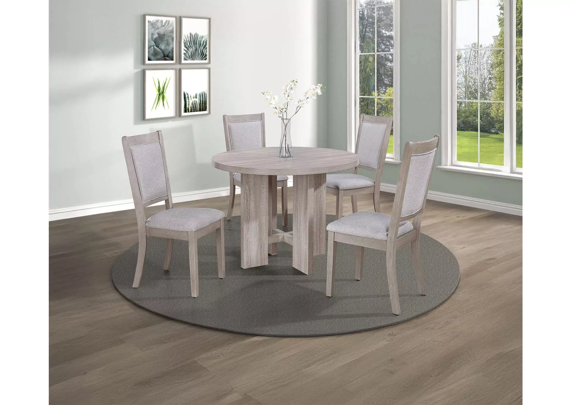 AMARA 5-PACK ROUND DINING SET - DRIFTWOOD