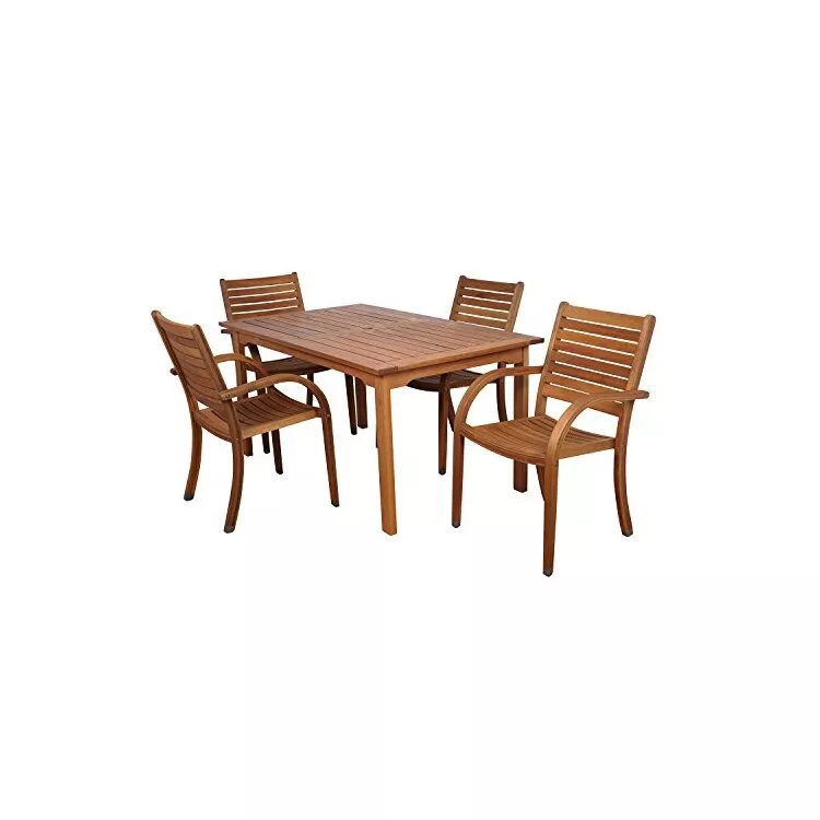 Amazonia Arizona 5 Piece Eucalyptus Rectangular Patio Dining Set