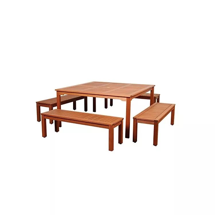 Amazonia Richfield 5 Piece Eucalyptus Square Dining Set