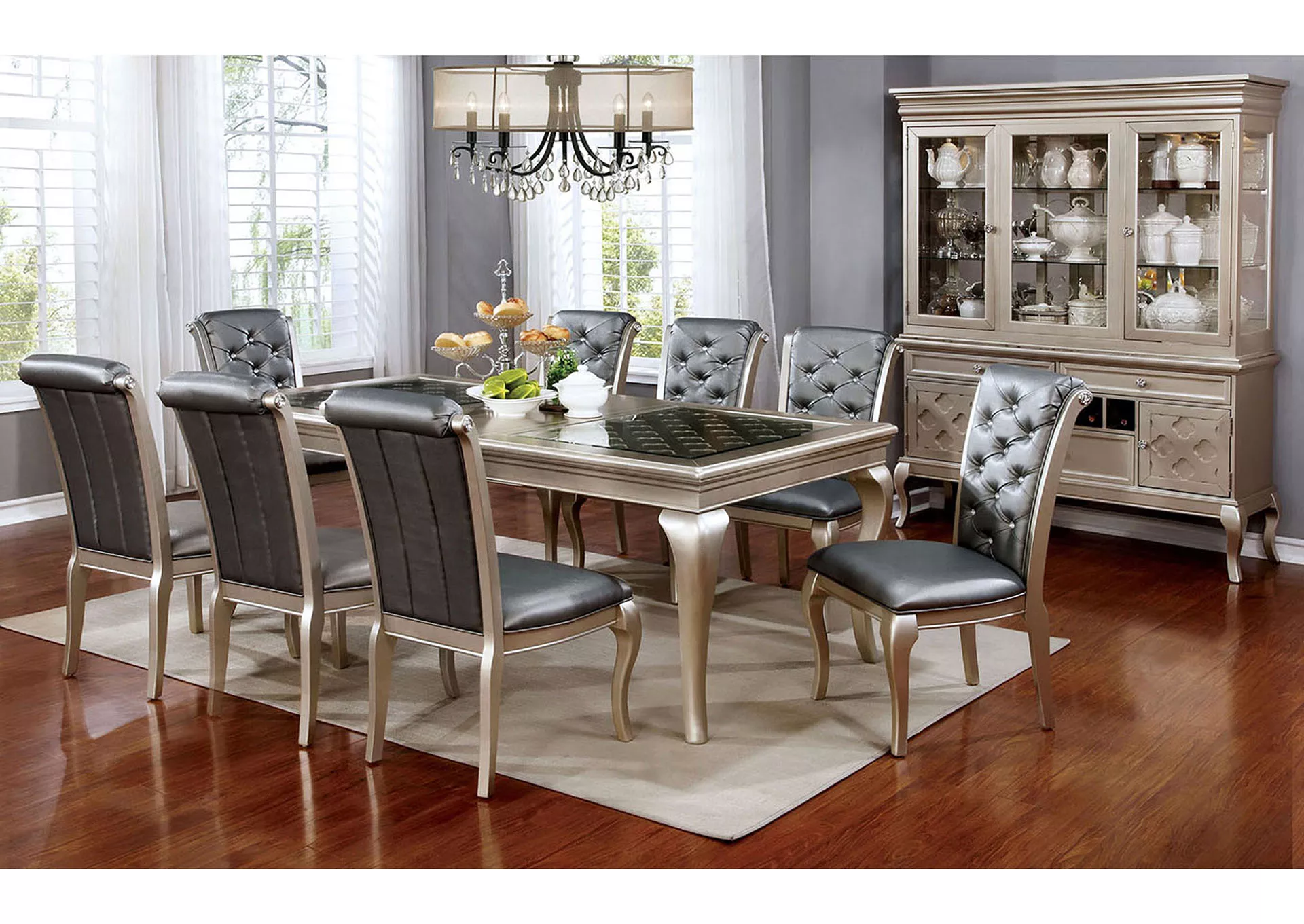 Amina Silver Dining Table w/4 Side Chair