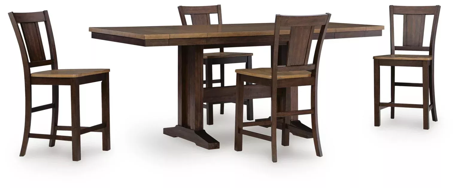 Anixburg Counter Height Dining Table and 4 Barstools
