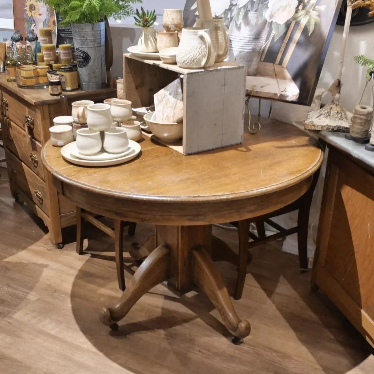 Antique Round Wooden Dining Table