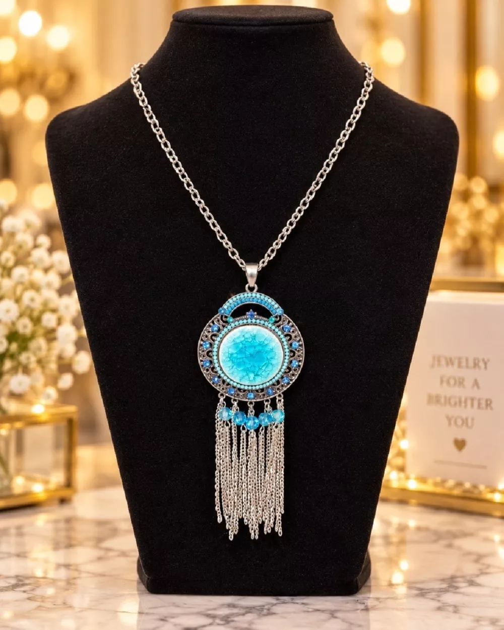 Antique Style Turquoise Statement Necklace