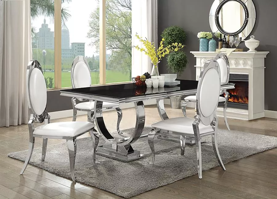 Antoine 5-piece Rectangular Glass Top Dining Set Chrome