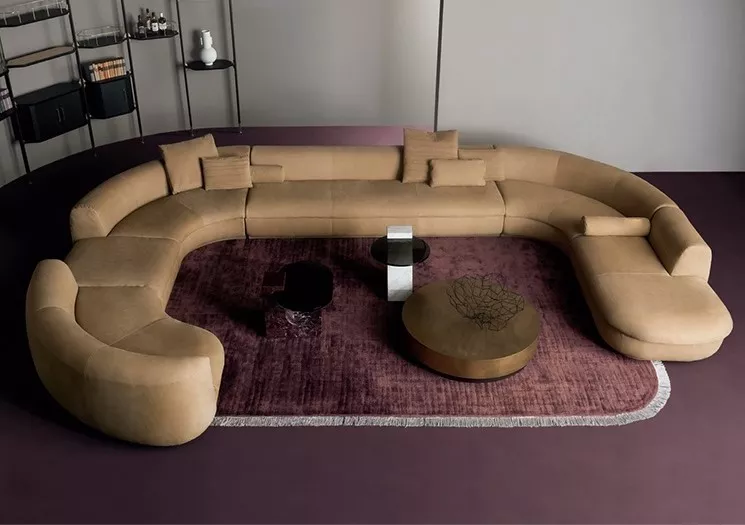 Arc Designed Velvet Fabric Sofa