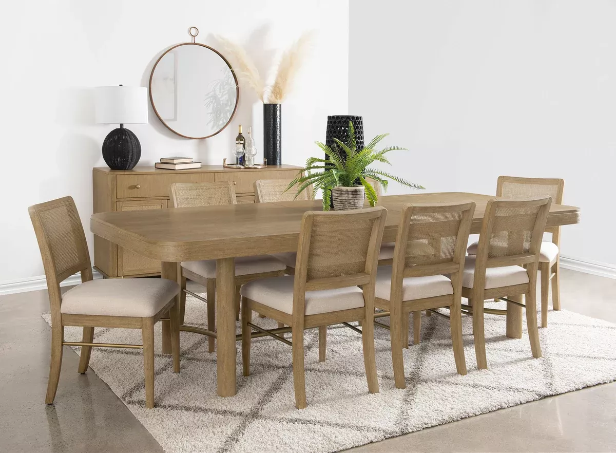 Arini 9-piece Extension Leaf Dining Table Set Sand Wash