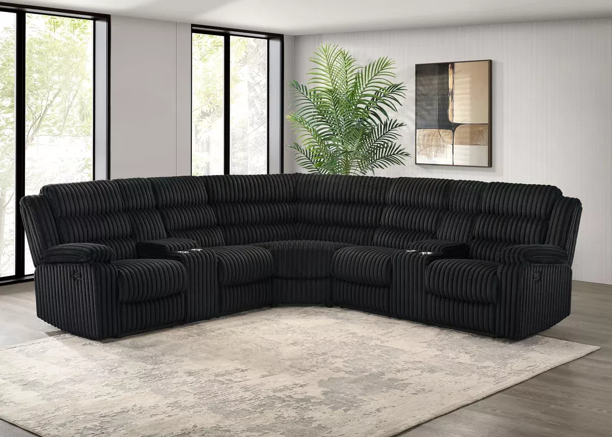 Atkinson Upholstered Reclining Sectional Sofa Black