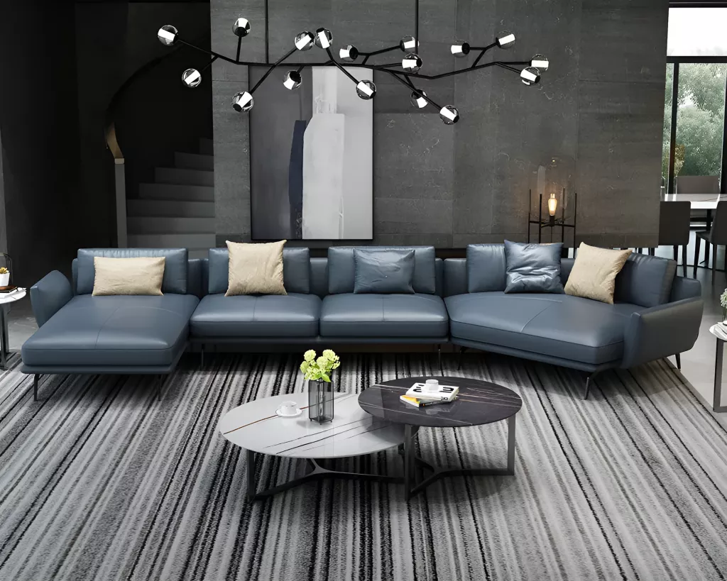 Attractive Designed Shiny Leather Sectional Sofa